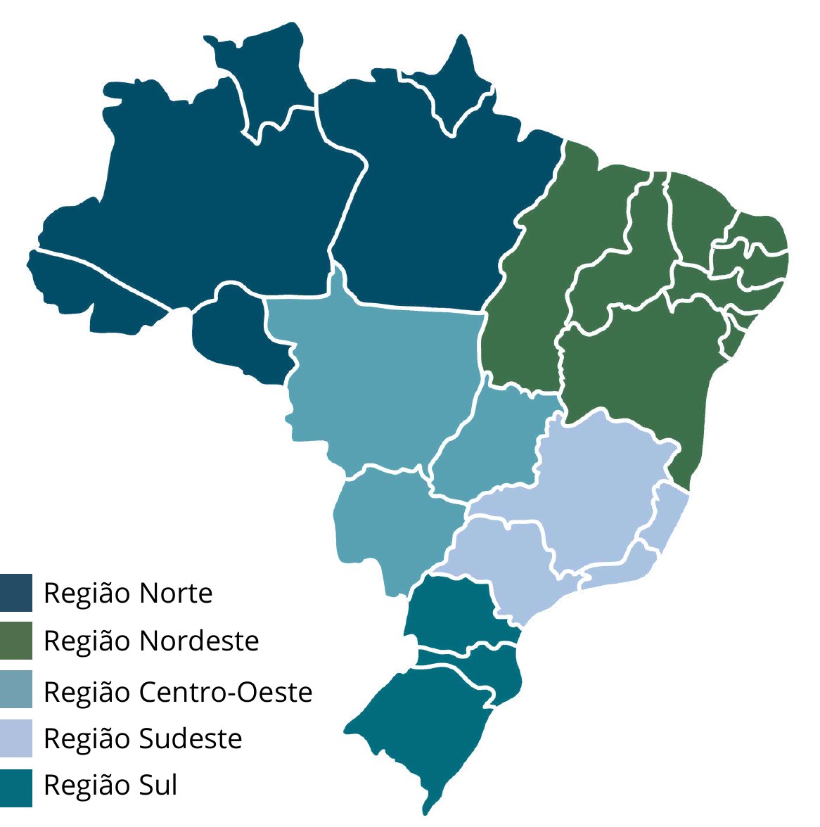 Mapa do Brasil com a área de atendimento